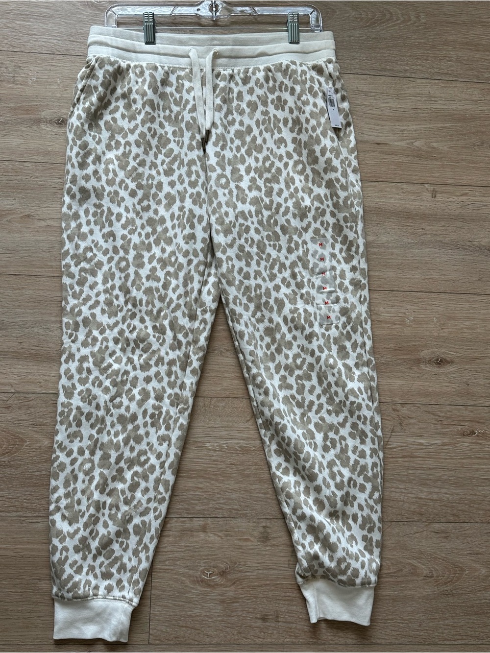 Old Navy Cream and Taupe Leopard Print Joggers